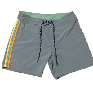 size 30 men’s board shorts with stripe detail on sides